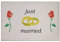 U24 Aufnäher Just Married rote Rosen Hochzeit Fahne Flagge Aufbügler Patch 9 x 6 cm