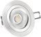 SSC-LUXon LED Einbaustrahler Spot rund schwenkbar flach Alu gebürstet warmweiß dimmbar 6W LED Modul RA 90 inkl. GU10 Birne 2700K 350 Lumen 20mm x 93mm x 93mm Silber Indoor