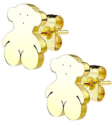 Mianova Ohrringe Stecker Ohrstecker Studs Klein mit Teddybär Gold Vergoldet für Damen Kinder