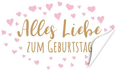 20 x ovale Etiketten Alles Liebe zum Geburtstag rosa Herzen - Format ca. 8 x 5 cm - Aufkleber, Sticker für Geschenke, als Dankeschön, zum Geburtstag