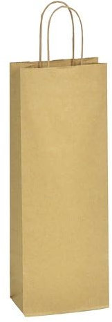 Sacs bouteilles ECO kraft brun poignées torsadées 39 x 14 x 8 cm - Carton de 200