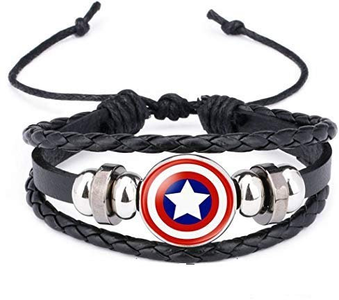 DGP Superhelden Logo Abzeichen Armband aus Leder und Glas Unisex