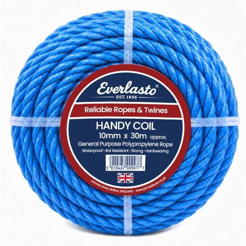EVERLASTO TRADE HANDY COILS BLUE POLYPROPYLENE POLY ROPE (10MM X 30M)