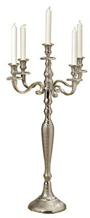 Kerzenleuchter Kerzenständer 63cm 5-flammig hammerschlag vernickelt Silber für Event & Hochzeit von Dekowelten