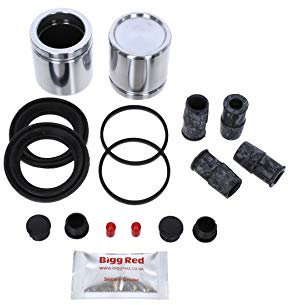 Bigg Red - Front Brake Caliper Repair Seal Kit & Pistons - Compatible with Polo, Golf Plus, Beetle, Caddy III, Jetta, Octavia, Fabia, A2, A3, Altea, Ibiza, Leon, Toledo