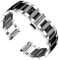 BINLUN Edelstahl Uhrenarmband Ersatzarmband Poliert Metall Uhrenarmbänder Matt Gebürstet Metallarmband für Herren Damen mit Schmetterlingsschnalle(Poliertes Silber und Schwarz 18mm)