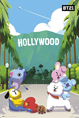 Grupo Erik BT21 Poster - Hollywood Poster - Kunstdruck - Deko Wohnzimmer oder Deko Schlafzimmer - Deko Zimmer - Größe : 61 x 91 - Offizielle Lizenz - BTS Fanartikel - Be Army!