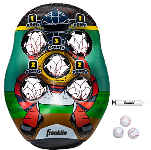 Franklin Sports Inflatable 5-Hole Baseball Target with Balls - Kids Baseball Toss Game - 45 PVC