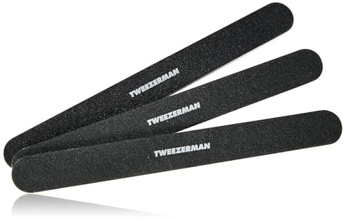 TWEEZERMAN Lima per unghie (3 pezzi, lima bifacciale con grana 180 e 240, lime per unghie professionali), colore nero