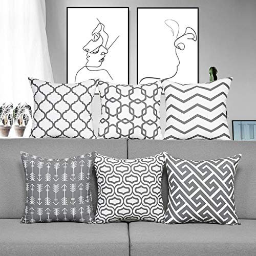 Alishomtll 6er Set Kissenbezug 45 x 45 cm Outdoor Kissenbezüge Zierkissenbezug Deko Kissenhüllen für Couch Zimmer Polyester, Grau