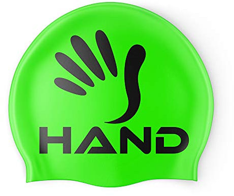 Cuffia Hand Monocolore, Cuffia in Silicone, Cuffia Piscina, Cuffia Nuoto,Taglia Unica (Verde Fluo)