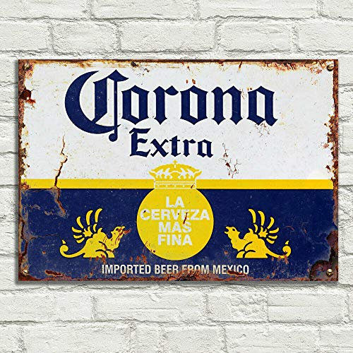 LBS4ALL Corona cerveza extra signos placa de metal aluminio vintage pub tiki bar hogar café pared cerveza retro club