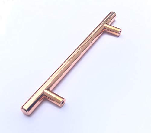 Kitchen Cabinet Draw Door Handles Solid Metal Rose Gold T Bar Handle Drawer Pulls Knobs Unit (10, 160mm Hole Centres)