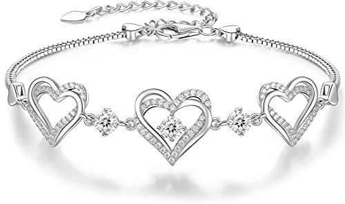 CDE Armband Damen 925 Sterling Silber Herz Rosegold Geschenk für Sie Geburtsstein Armbänder Frauen Schmuck Weihnachten Valentinstag Geburtstags Muttertags Hochzeits Jubiläums