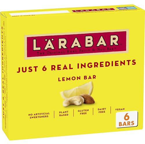 Larabar Lemon Bar Fruit and Nut Bars, Gluten Free and Vegan, 9.6 oz, 6 Ct
