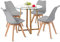 H.J WeDoo Juego de comedor con 4 sillas, mesa de comedor redonda de cristal y 4 sillas de estilo nórdico para balcón, comedor y sala de estar, gris