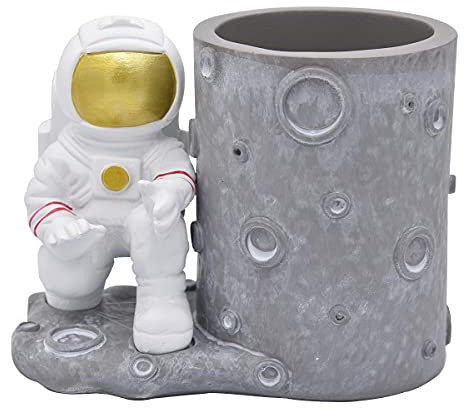 SIPLIV Stifthalter aus Kunstharz, Astronauten-Ständer für Schreibtisch, Stiftehalter, Schreibtisch-Organizer, Statue, Dekoration für Büro, Klassenzimmer, Zuhause – Stil A