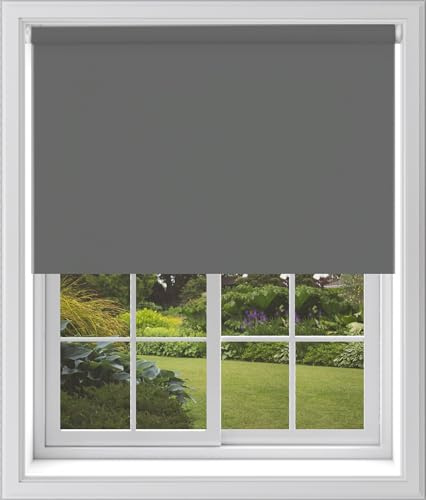 Caecus Dark Grey Blackout Roller Blinds Made To Measure Window Blinds Easy Fit Child Safe Thermal Properties Home Office Fitting Included Up To 150cm Width x Up To 210cm Drop