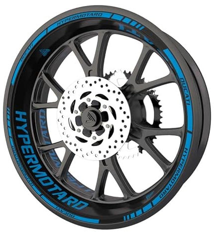 Set completo di adesivi per cerchi per moto Ducati Hypermotard qualità Premium (2 ruote) (blu)