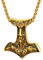 U7 Amulet Gold Necklace Thor Hammer Viking Pendant Mens Jewellery