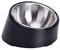 SuperDesign Gamelle inclinée à 15° pour Chiens et Chats, avec Angle incliné, réactive et Anti-dégâts, pour Atteindre Plus Facilement la Nourriture S/0,5 Tasses, Noir foncé