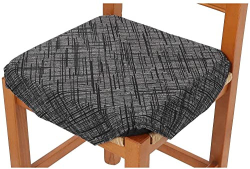 Casatessile Cuscino coprisedia da Cucina Imbottito con Alette CARTIERE - Nero, PZ. Singolo