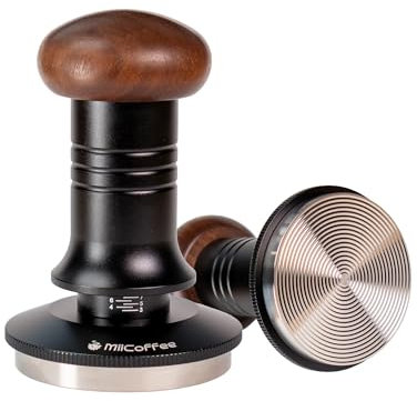 MiiCoffee Espresso-Kaffeestampfer 58,5 mm, ebener Kaffeestampfer für 58-mm-Siebträger, verstellbare Tiefe, wellenbasis Edelstahlboden
