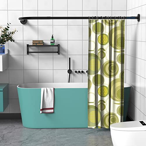 Barra De Cortina De Ducha L Forma Negra Acero Inoxidable Barra Ducha Extensible 70-100x110-170cm,φ25mm NstalacióN De Taladro Barra Cortina Ducha De Esquina Con 24 Anillos,Para Cuarto De Baño,Bañera