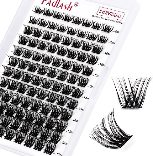 FADLASH Cluster Individuel Faux Cils 96pcs DIY Extension Cils Bouquet 0.07 D 8-16mm Réutilisable BD Cils a Cils(ZW03)