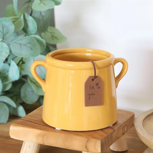 Blue Yellow Teal Utensils Holder Plant Pots Planters Home Decor Gifts Vases Flowers Display Holders (Small Yellow Pot)