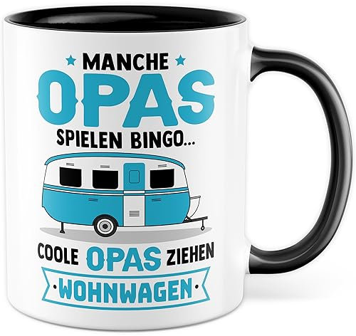 Tasse Opa Wohnwagen Geschenk, Manche Opas spielen Bingo…coole Opas ziehen Wohnwagen Geschenkidee Großvater Kaffeetasse mit Spruch lustig Kaffee-Becher Wohnwägen Camper Camping (Opa Wohnwagen)