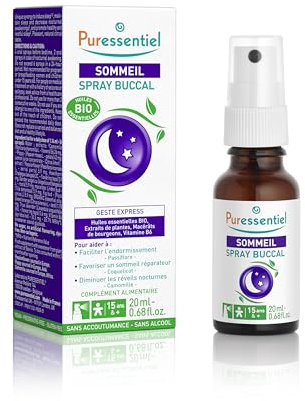 Puressentiel – Sommeil – Spray Buccal – Aide au sommeil réparateur - Formule 99.7% Naturelle - Vitamine B6, Huiles Essentielles BIO, Extraits de plantes, Macérâts de Bourgeons - Goût agrumes - 20 ml