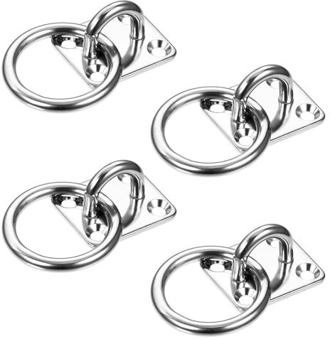4Pcs Tie Ring on Plate 30mm x 35mm Galvanized Hanging Chain Ring Hay Nets Horse Pony Equestrian Universal Dog Animal Tether Stable Ring Hook