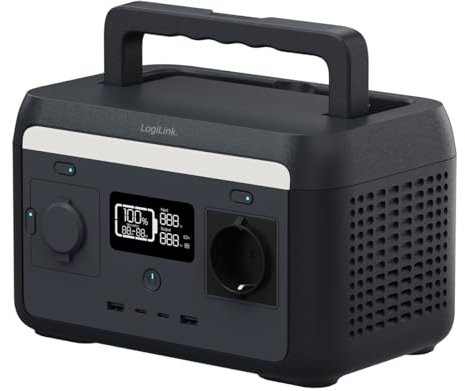 LogiLink PPS0300 - Tragbare Powerstation mit max. 300 W, langlebiger LiFePO4-Akku für Stromversorgung von 6 Geräten