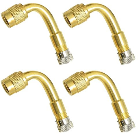 Elgbiaoxi 4 Pcs Universal 90°Tire Valve Extension Tire Valve Extension Adapters Professional Tyre Valve Extension Adapter Set for Car Truck Motorcycles Bikes Scooters