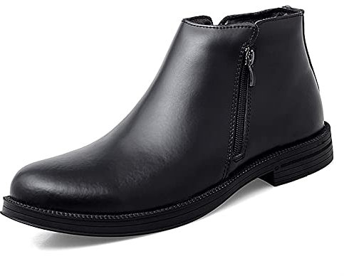 TAYGUM Stivaletti Chelsea da Uomo con Doppia Cerniera Laterale in Pelle di Vacchetta retrò Impermeabili, Non indossabili, alla Moda (Color : Nero, Size : 41 EU)