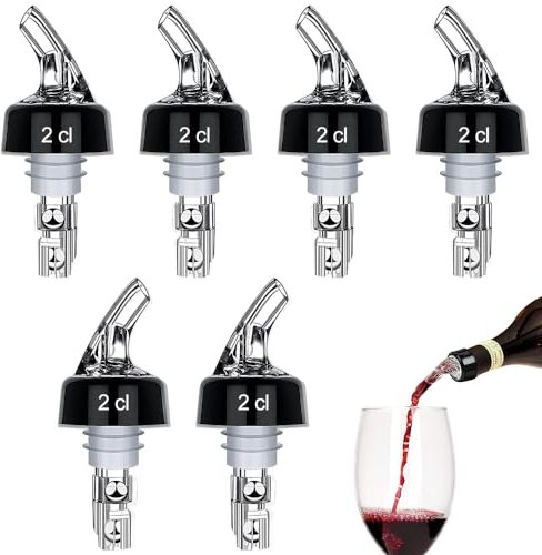 mizikuu 6 Stück Flaschenausgießer, 2cl Bottle Pour Spouts Auto-Pour Ausgießer Lecksicher Dosierhilfe Bottle Pourers Dispenser für Wine Cocktail Home Bar Getränke Wein Cocktailspender