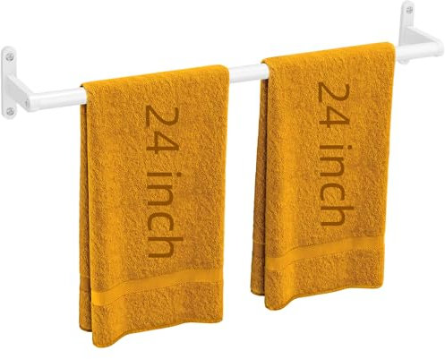 KLJKPA Barre porte-serviettes de salle de bain blanche de 61 cm, porte-serviettes pour salle de bain à suspendre au mur, en acier inoxydable