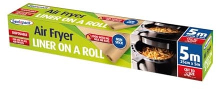 Sealapack Disposable Air Fryer Liner Roll (25cm x 5m) | Non-Stick 5m Roll - Cut to Size