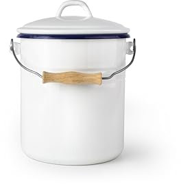 IBILI - Seau à Compost avec Couvercle 6 litres en Acier émaillé, Design Artisanal