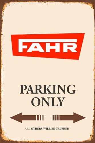 Retro Blechschild 20x30 cm FAHR parking only Traktor Schlepper Bulldog Parkplatz Garage Vintage Stil Sammler Geschenk