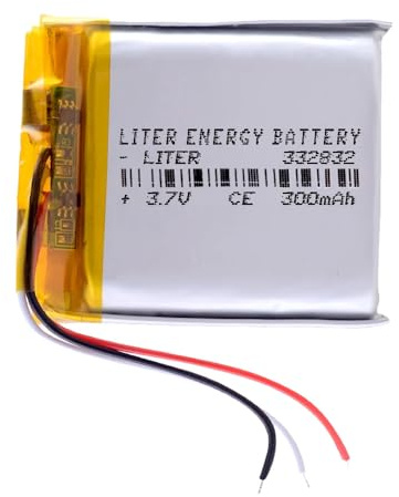 Akku 3 Batteriekabel 332832 LiPo 3.7V 300mAh 1.11Wh 1S 5C Liter Energy Battery Wiederaufladbar mit PCM Thermistor NTC für Elektronik - Nicht geeignet für Funksteuerung 34x28x3.5mm (3P|300mAh|332832)