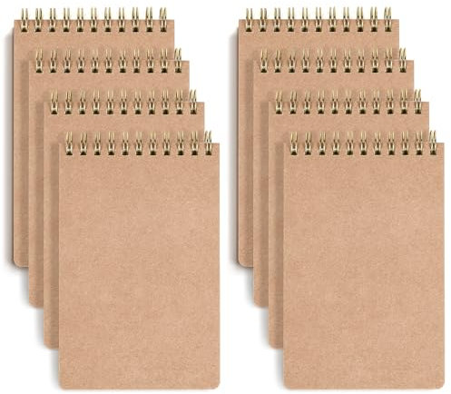 VEESUN Notizblock A6 Liniert 8 Stück: Notizbuch 80 Blatt/160 Seiten Spiralblock Kraft Cover Block Skizzenblock Tagebuch Spiralbindung Geschenk fur College Büro Zurück zur Schule