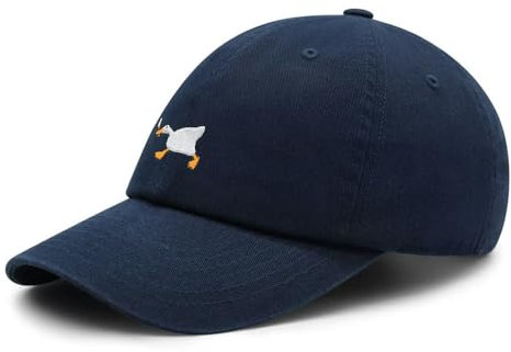 YLCYDLYU Baseball Cap Weiße Gans Baseball Cap Interesse Gestickte Ente Dad Hut Baumwolle Verstellbar Unisex-Marineblau-M