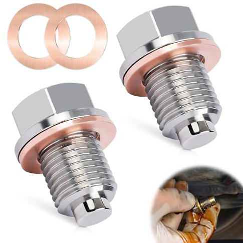 KWJEIULSOQ Öl Ablassen Schraube Magnetische Ölablassschraube, M14 X 1.5 Ölablassschraube Mit Dichtring Edelstahl Verschlußschraube Ölwanne (2PCS)