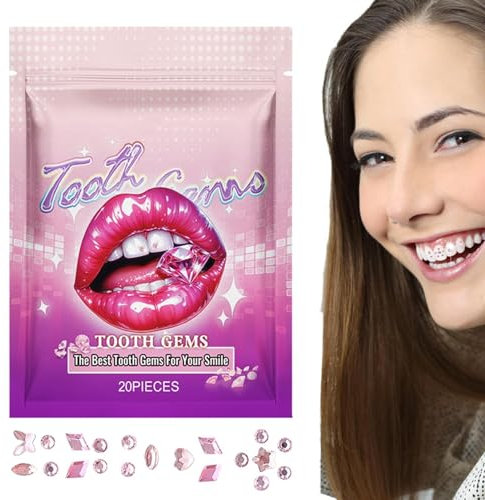 Kit di gemme per denti – Kit di gioielli per denti, kit iniziale temporaneo con cristalli alla moda, facile da usare per tutti i tipi di denti
