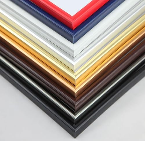 KM FOTO Moderner Glas Bilderrahmen NLS aus Kunststoff Perfekt für Fotos, Poster und Wanddeko Collage Design: Farbe: Schwarz | Format: 50x60