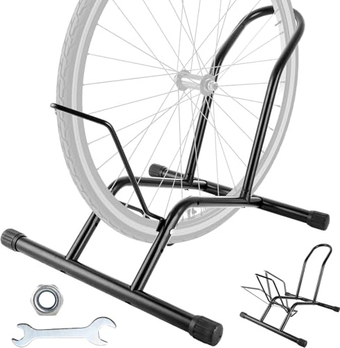 AKOLAFE Fahrradständer Verstellbarer Fahrradständer Boden für 16''-29'' Fahrrad Fahrradständer E-Bike Schwarz Fahrradständer Mountainbike Metall für Indoor, Outdoor, Garage Storage