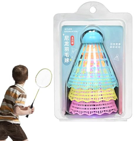 Badminton-Federbälle, 3 x LED-Badminton-Federbälle, beleuchteter Federball, im Dunkeln, Badminton für Indoor-Outdoor-Sportaktivitäten, bunt, hohe Elastizität, Badminton-Nylon für den Hof
