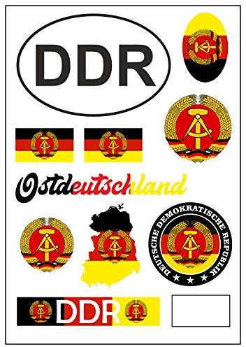 Daged DDR Ostdeutschland Aufkleber Karte Stickerbogen - PKW Auto Motorrad Biker Flagge Fahne Deko AK